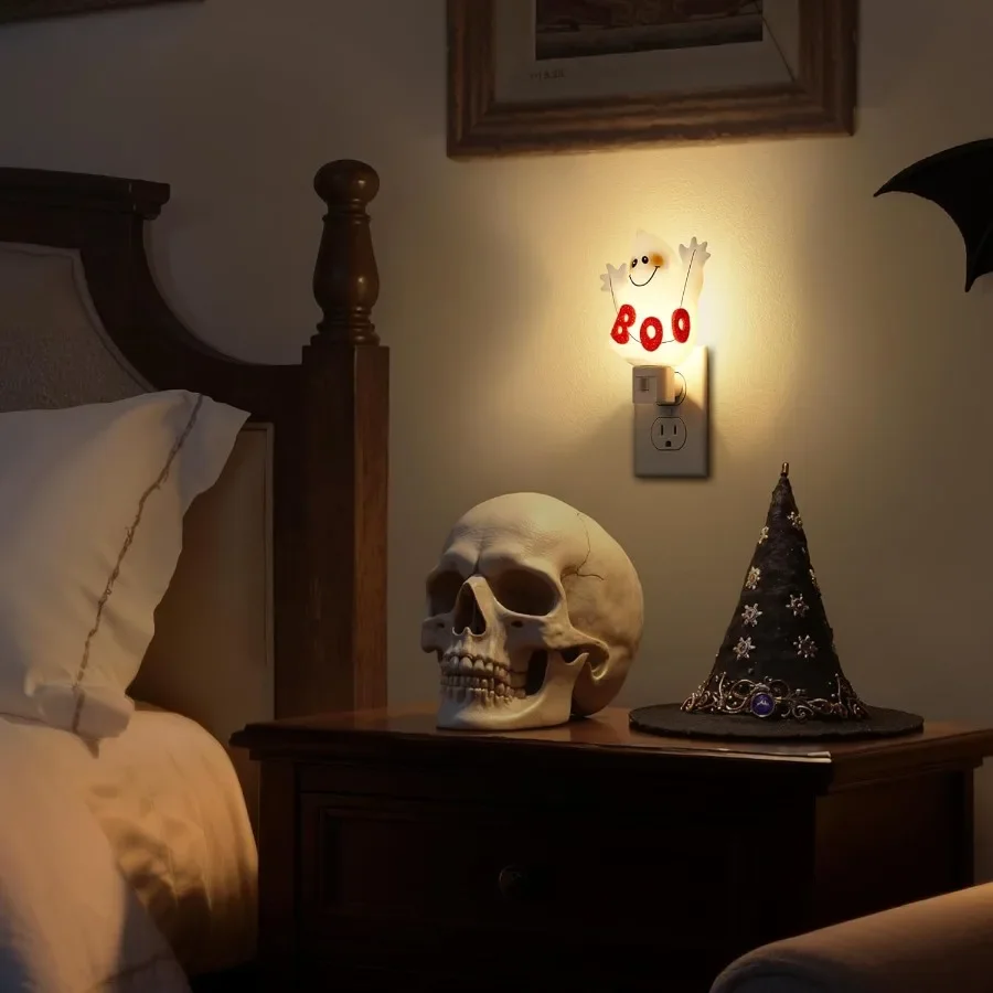 Halloween Night Light Plug in Ghost Night Lights Plug into Wall 360 Rotatable Design for Spooky Atmosphere Cute and Funny Decor