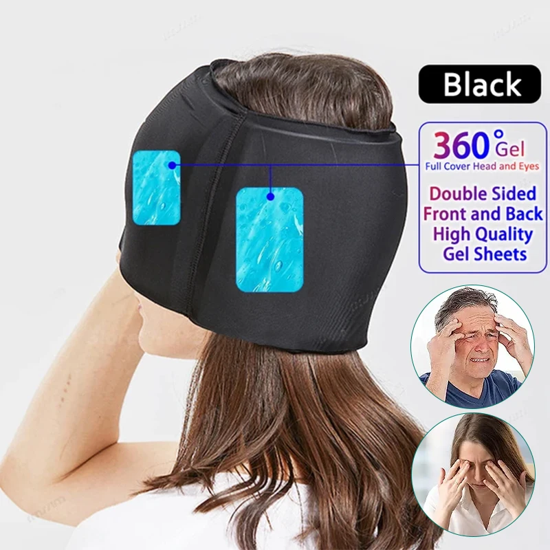 

Headache Massage Cap Migraine Pain Massager Gel Hat Stress Pressure Relief Head Eye Mask Hot Cold Compress Therapy Ice Hat