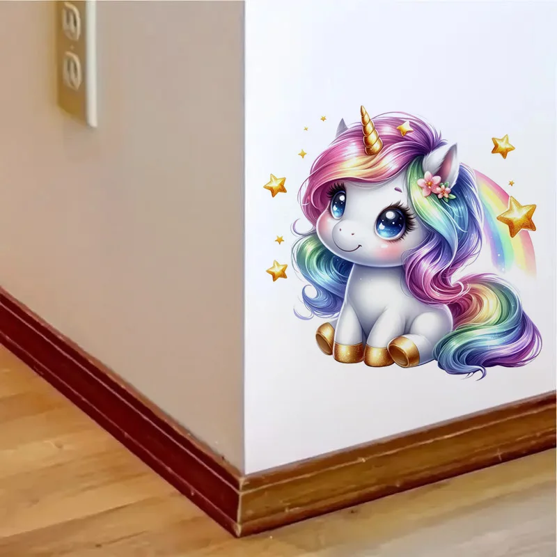 Cute Rainbow Unicorn Sticker Water-proof Home Wall Decal Used for Wall Bathroom Cabinet Door Toilet Car Laptop wall stickers,toilet stickers