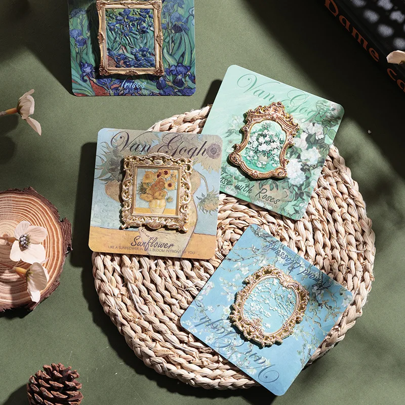 Vintage Oil Painting Fridge Magnet Set Artistic Metal Decor Light Shadow Gallery Series Fridge Magnets Home Decoration