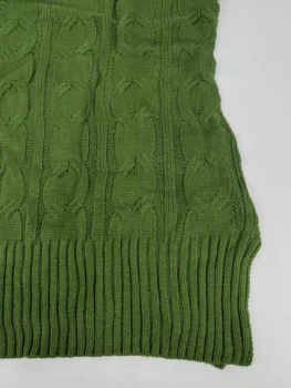 Plus Size Cable Knitted Pullover Sweater, Casual V Neck Long-Sleeved Slit Sweater, Women's Plus Size Clothing 5