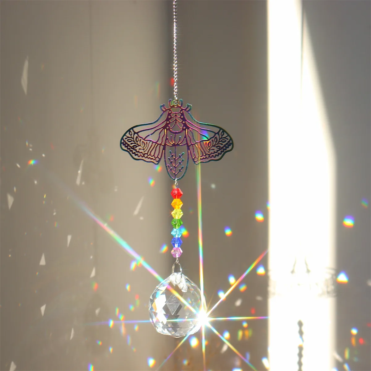 Sun Catcher Crystal Pendant Sun Catchers Window Ornament Butterfly Crystal Sun Catcher Metal Unicorn K9 Crystal Suncatcher Pendant Rainbow Maker Outdoor Garden Home Decoration Xmas Gift