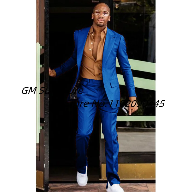 Men's Suit Two-Piece Solid Color Slim Fit Single Breasted Fashion Lapel Trousers Notched Lapel Collar Suitable For Business