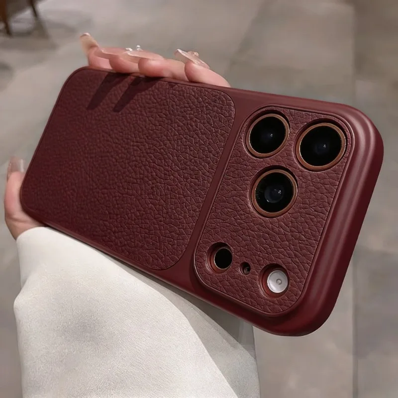 Luxury Matte Leather Texture Shockproof Phone Case with Camera Protection