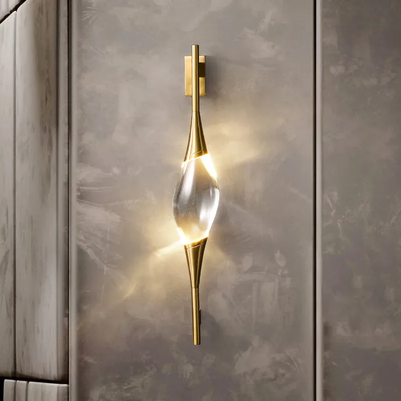 

All copper crystal wall lamp Postmodern minimalist decoration hotel living room bedroom bedside wall light
