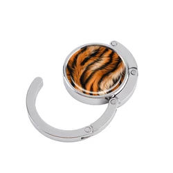 Stylish Leopard Print Folding Metal Handbag Hook - Portable Non - Slip Purse Hanger Accessory (2)