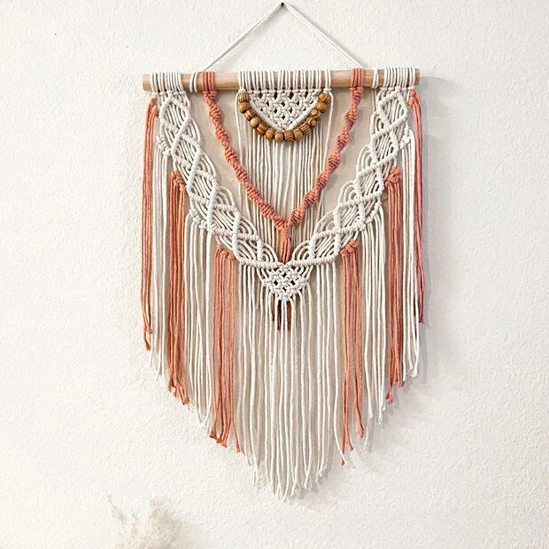 

Direct Selling Colorful Striped Nordic Tassel Cotton Thread Tapestry Decorative Wall Entrance Living Room Bedside For Hanging