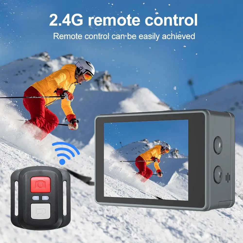 Action Camera 2 Inch IPS Dual Screen Action Camera 5K 30FPS 48MP WiFi Waterproof 30M Underwater Camera 1080P Webcam Vlog WiFi Sports Cam