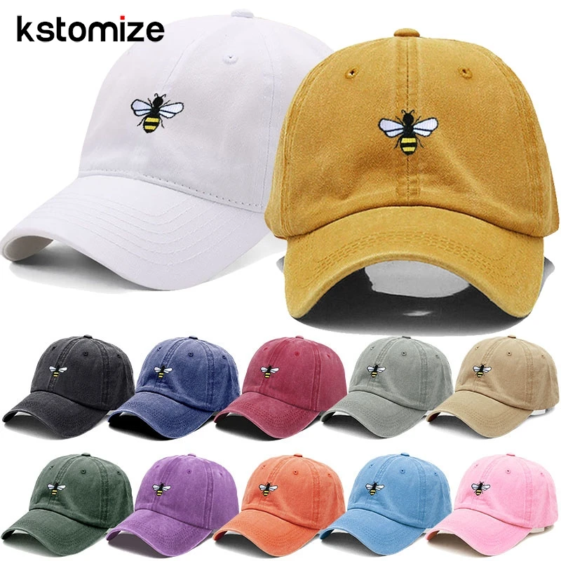 Embroidered Honeybee Baseball Caps for Men Women Retro Soft Washed Cotton Dad Hat Adjustable Snapback Cap Dropshipping baseball cap baseball caps baseball hats