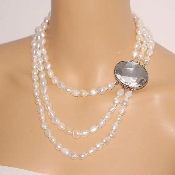 

Unique Design AA Pearl Necklace,18-20 inches Multi Strand Freshwater Pearl Jewelry,Bridesmaid Wedding Bridal Charming Women Gift