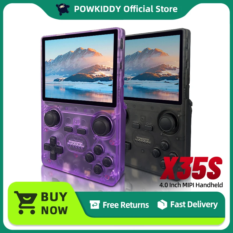 New POWKIDDY X35S 3.5 inch IPS Screen 640x480 Retro RK3566 Handheld Game Console Opendinglinux Hall Joystick Children's Gifts