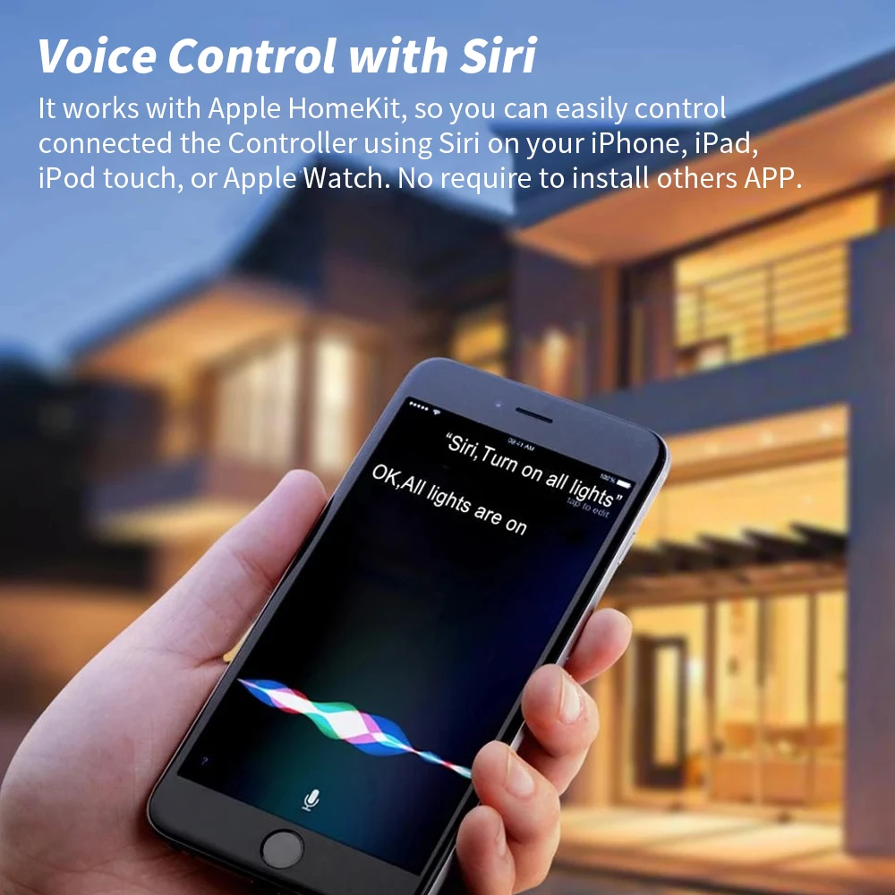 SIXWGH 스마트 홈 자동화 스위치, Apple Homekit 버전, Siri 음성 제어, 자체 전원 방수 무선 스위치