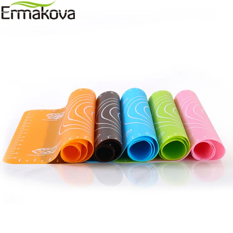 ERMAKOVA Non-Stick Silicone Baking Mat Dough Rolling Mat Heat Resistant Pad Pastry Board Silicone Pastry Mat with Measurement images - 6