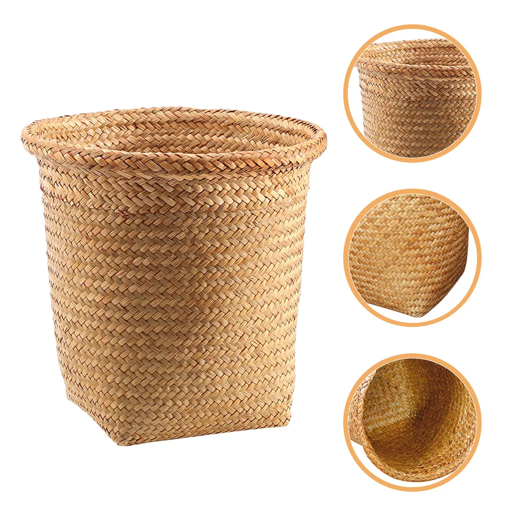 

Straw Woven Basket Natural Shelf Basket Living Room Flower Basket Home Supply Size M