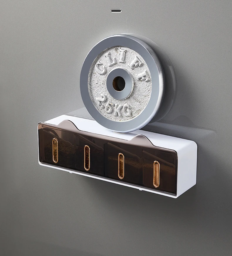 Wall Mounted Spice Container Stackable Drawer 4 Condiment Box Salt Pepper Storage Hodler Kitchen Organizer With Hooks