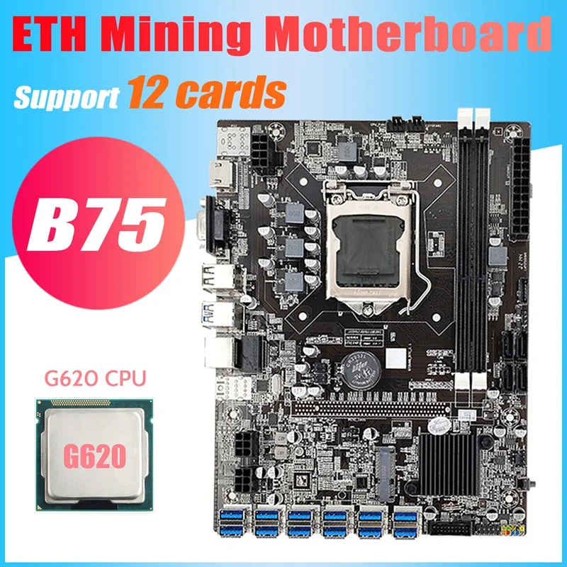 best gaming motherboard B75 ETH Mining Motherboard 12 PCIE To USB3.0 Adapter+G620 CPU LGA1155 MSATA DDR3 B75 USB ETH Miner Motherboard the motherboard