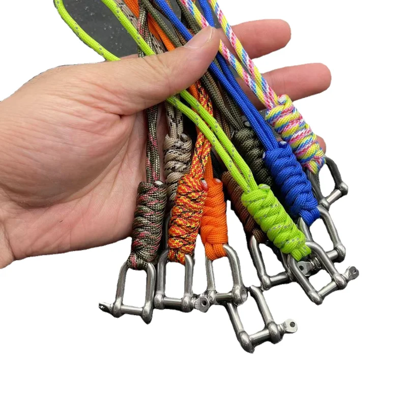 

1PC Multi-function Nylon Umbrella Rope Climb Keychain 20cm Camera Anti-lost Lanyard Carabiner Hook Cord Backpack Buckle
