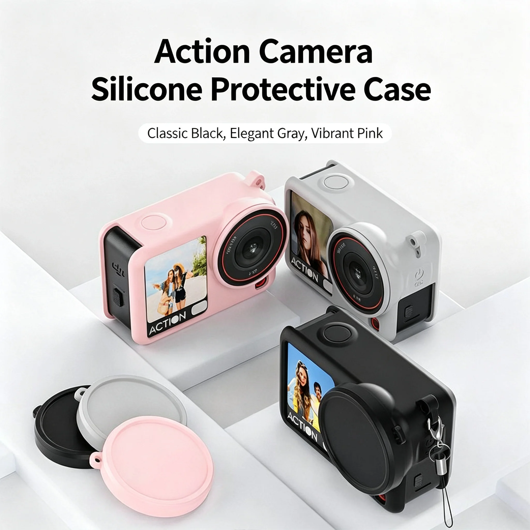 Silicone Shockproof Case with Lens Cap & Lanyard Hole – Skin-Friendly Smooth Touch, Magnetic