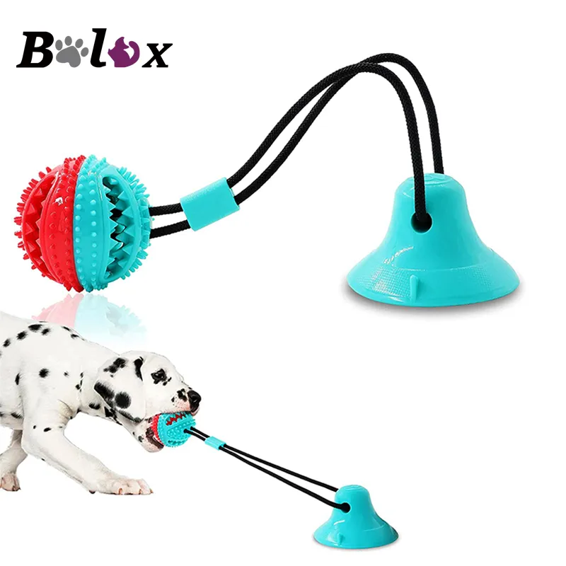 Ohwens Multifunction Pet Molar Bite Toy Chew Resistant Suction Cup Style Dog Ball Toy 