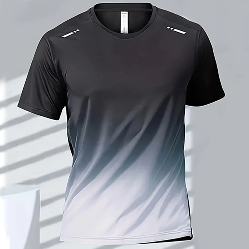 thumbnail image 1 of Camisetas para hombre Camiseta deportiva Camisetas de manga corta con degradado de secado rápido Entrenamiento al aire libre Entrenamiento de baloncesto Ropa para correr para hombre, 1 of 5