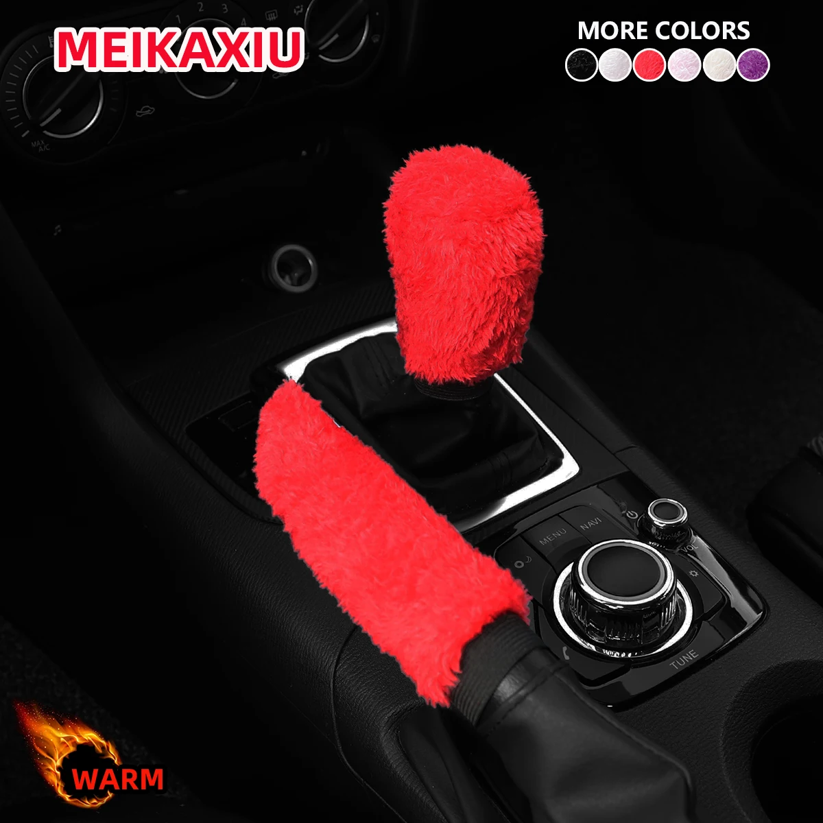 Winter Short Plush Hand Warm Anti-Freeze Car Handbrake Cover Set 2 pieces car interior supplies manual transmission hand brake cover