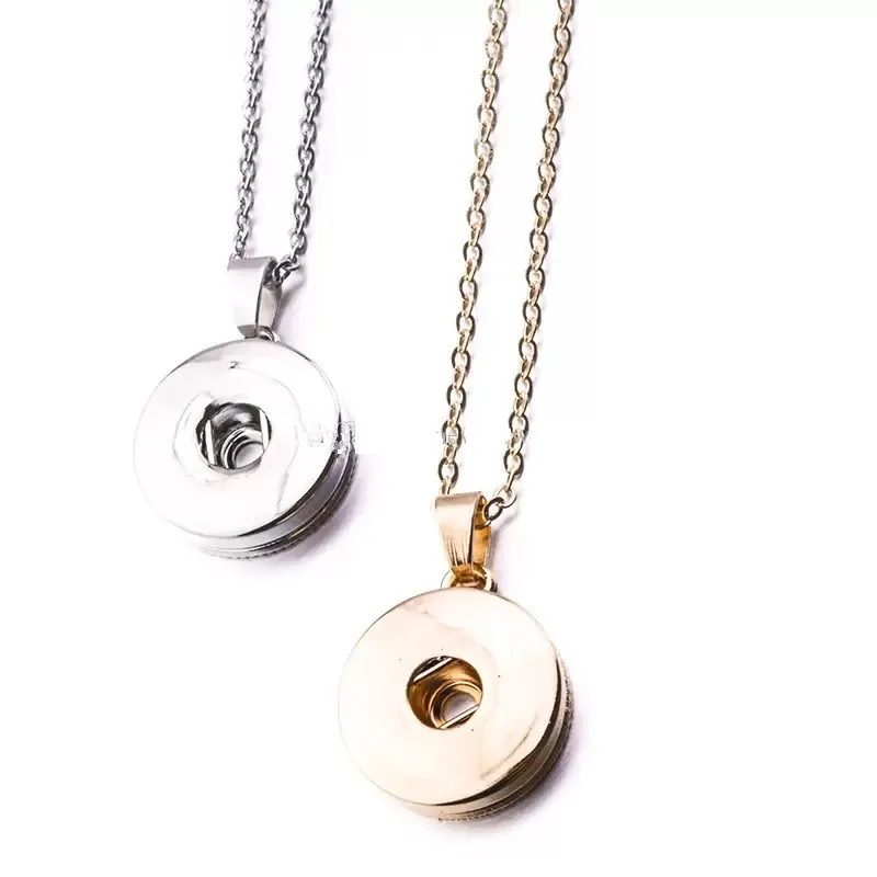 20pcs Simple Silver Gold Colors 12mm 18mm Snap Button Necklace For Women Men  Snaps Buttons Jewelry