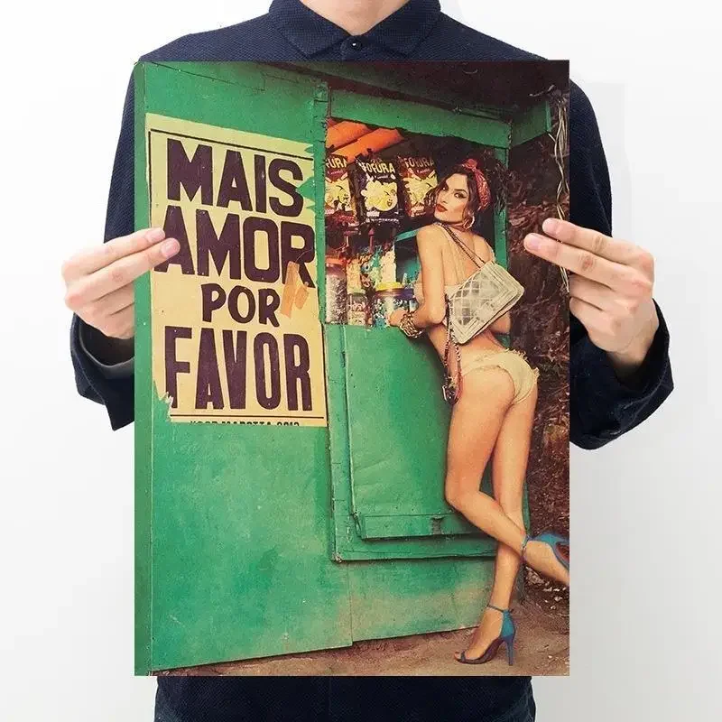 Home Decor Sexy Girl Nostalgic Retro Poster Paper Cafe Bars Picture