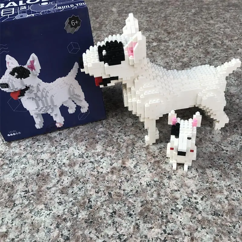 2in1 Balody Mini Blocks Toy Animal American Pit Bull Terrier Dog Small Bricks Kids Gifts Girls Christmas Present Pet Shop