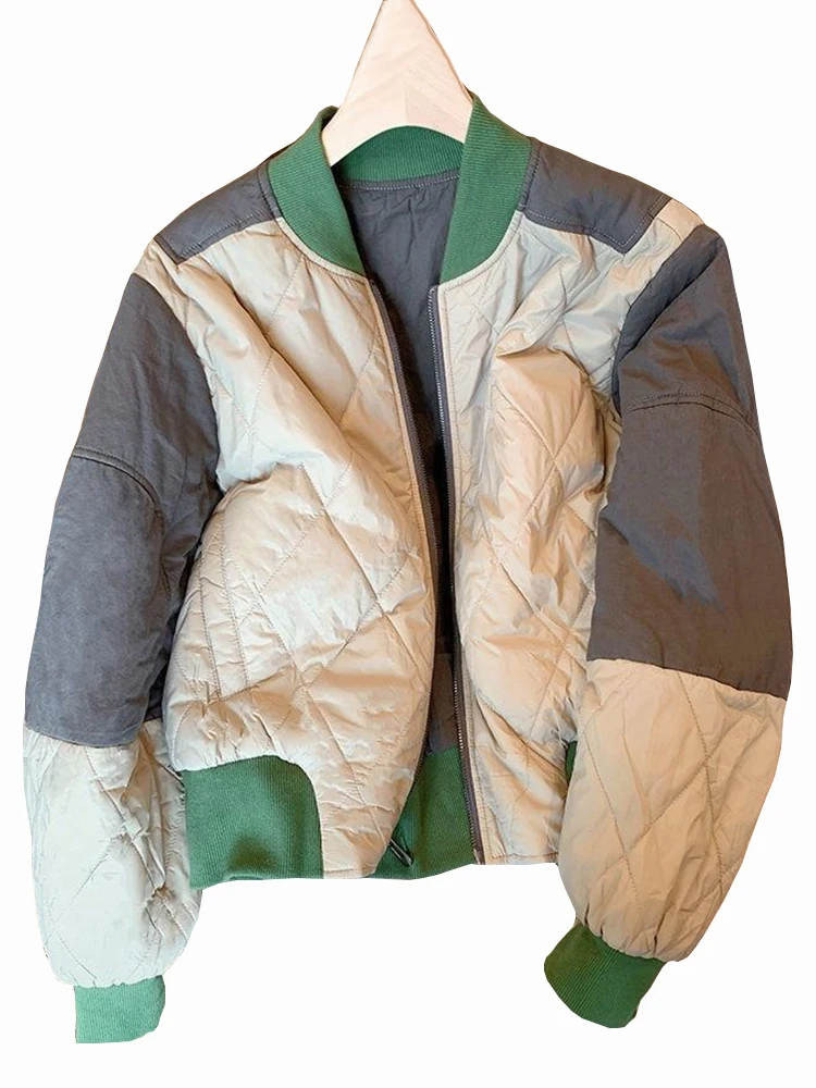 

Vintage Splices Parkas Coat Women Winter jacket Thicken Warm Cotton Padded Jackets Female Casual Cold Coat female