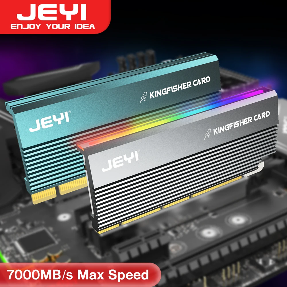 Jeyi-nvme Placa Adaptador com Dissipador de Alumínio Rgb Pcie 4.0 M.2 Ssd Compatível com Gen4 Gen3 Gen2 Gen1