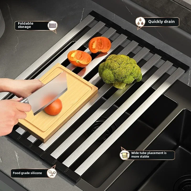 Roll up Dish Drying Rack Over Sink Kitchen Portable Aluminum Dish Rack Foldable Drying Racks No rust No mildew