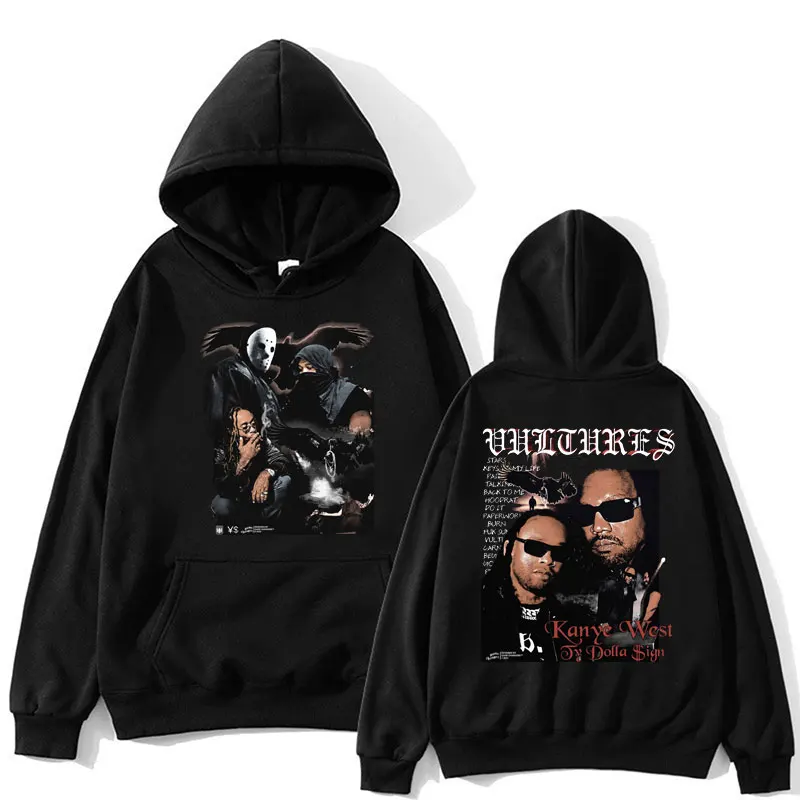 

Rapper Kanye West Vultures Music Album Hoodie Men Women Fashion Hip Hop Male Streetwear Oversized Gothic Vintage Cool Sweatshirt
