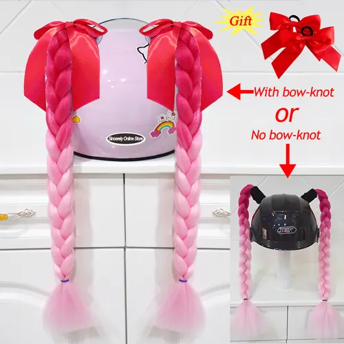 2pcs Quality Braids For Motorcycle Helmet Ponytail Sucker Braids Wig For Woman Helmet Decor Ears Twist Accessories 164 Colors - Image 9