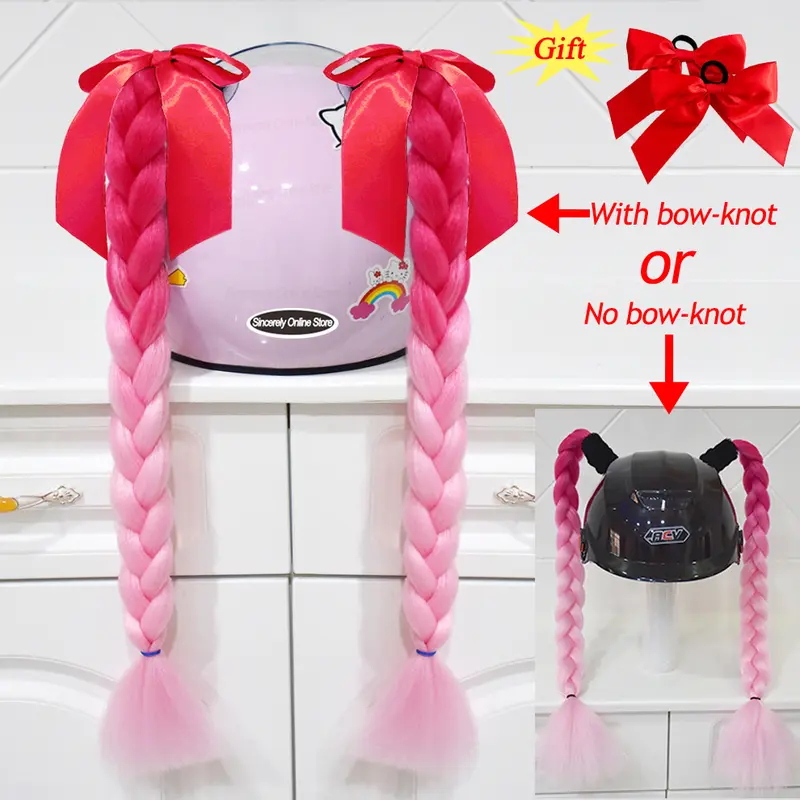 2pcs Quality Braids For Motorcycle Helmet Ponytail Sucker Braids Wig For Woman Helmet Decor Ears Twist Accessories 164 Colors - Image 9