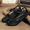 Large Size Men's Summer New Style Woven Pattern Beach Sandals Cross-Border Slip-On Shoes Comfortable Breathable EVA Material