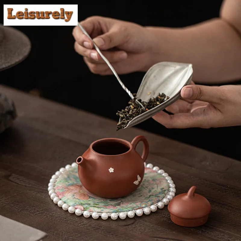 Brocade Flowers Beaded Coasters Antique Hot Pad For Coffee Cups Saucer Heat Insulation Placemats Cup Holder Teaware Accessories