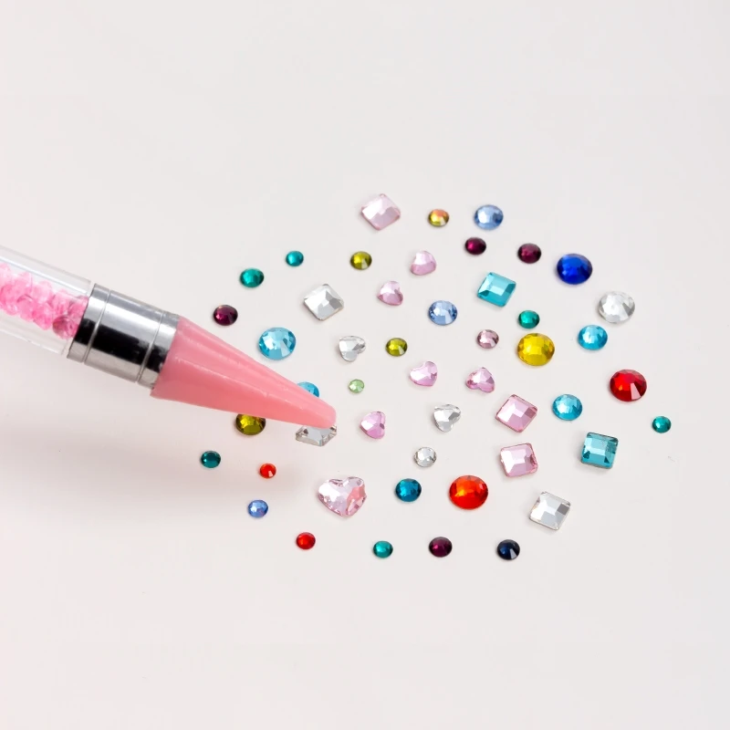 Crystal Pen Picking Up Rhinestones Gems Dotting Pen Diamond Embroidery Double Head Point Drill Sticky Wax Pencil DIY Tools
