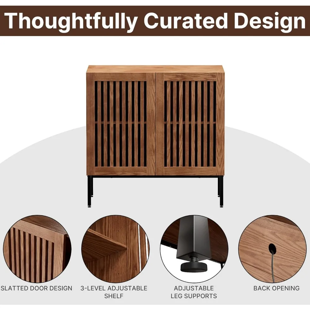 Set of 2 Accent Storage Cabinet with Doors and Adjustable Shelf, Modern Sideboard Buffet Cabinet for Dining Room, Kitchen,