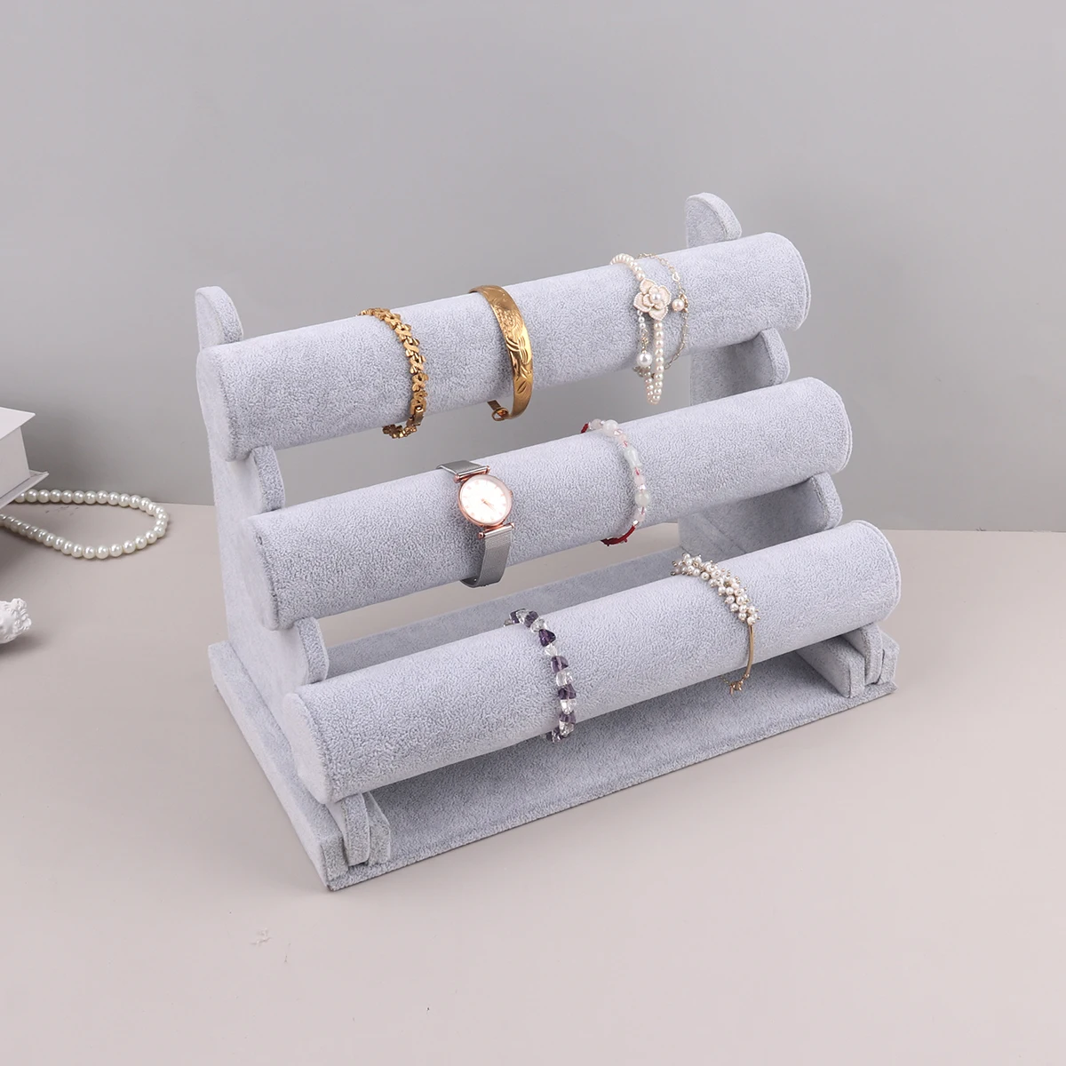 Hot Sale Three-layer Black/Gray Bracelet Jewelry Watch Display Stand Desktop Storage Props Jewelry Storage Stand