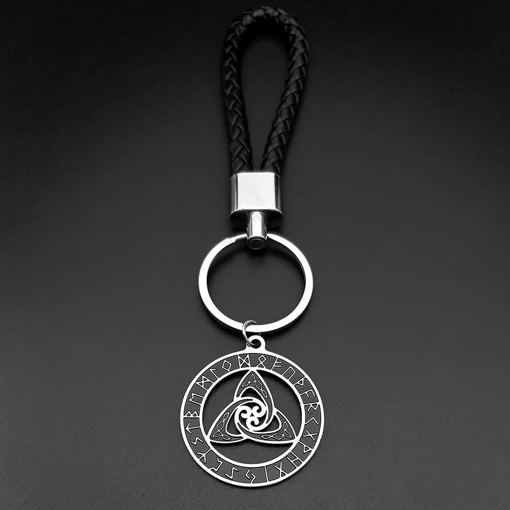 Triquetra Runen Keltischer Knoten Schlüsselanhänger für Damen und Herren, Edelstahl, silberfarben, Glaube, Glücksbringer, Schlüsselanhänger, Schmuck, Geschenke – Detail 8