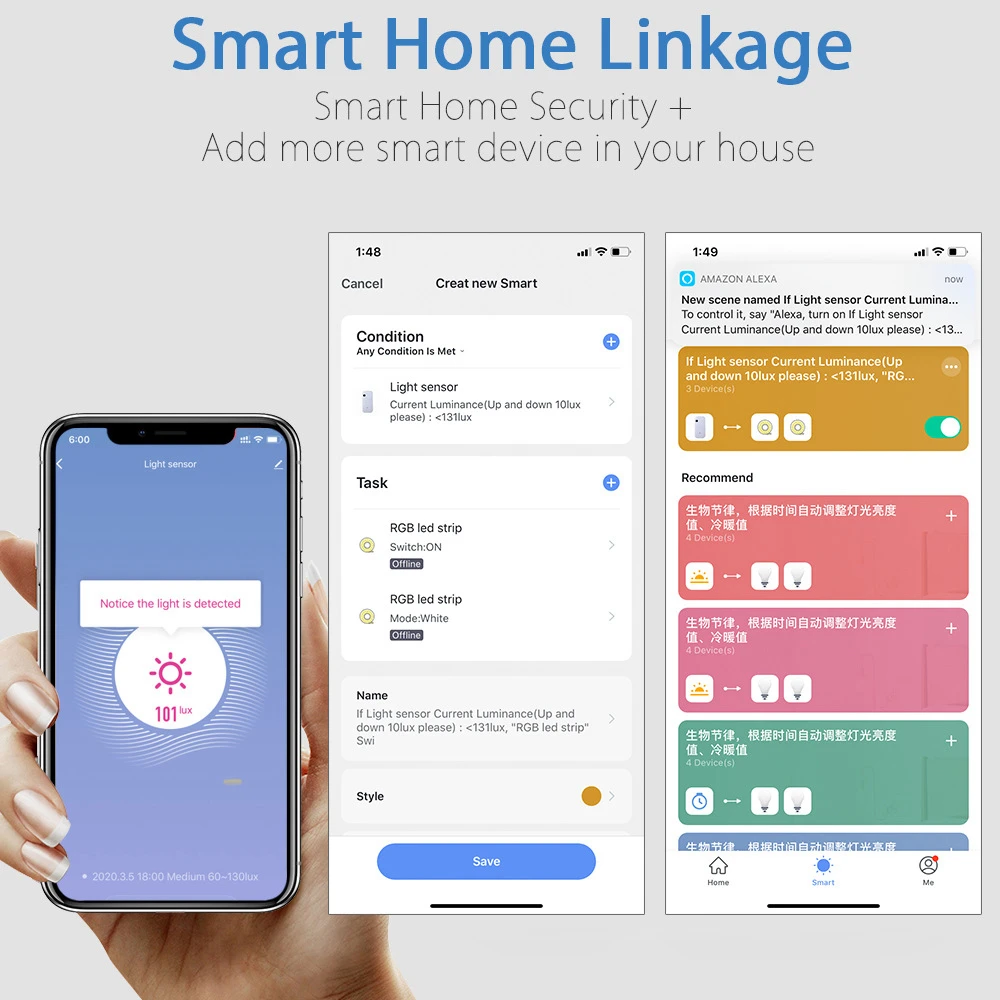 Tuya ZigBee WiFi Light Sensor Intelligent Home Illumination Sensor Linkage Control Brightness Sensor Illumination Automation