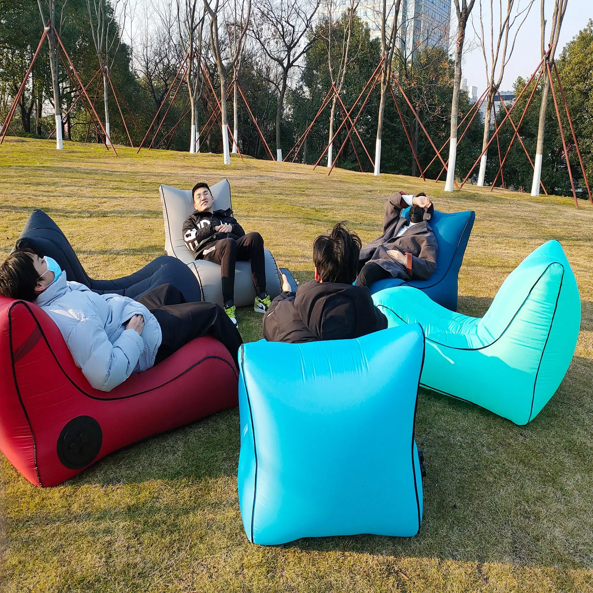 Adult Garden Automatic Inflatable Sofa Single-person Camping Air Mattresses Portable Outdoor Sleeping Bed Comfort Travel Sofa