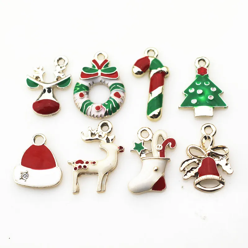 

Hot Selling 50pcs Christmas Seris Hanging Hole Charms Pendant Bracelet Accessories Diy Jewelry Necklace