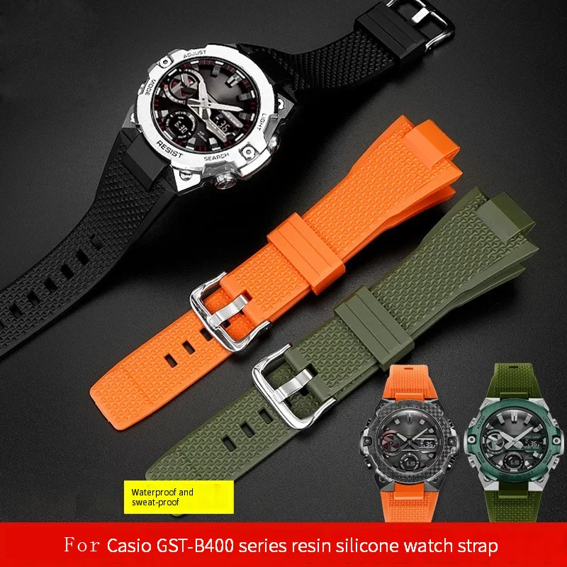 

High quality silicone watchband for Casio G-SHOCK series Steel Heart GST-B400 modified resin silicone watch strap bracelet 14mm