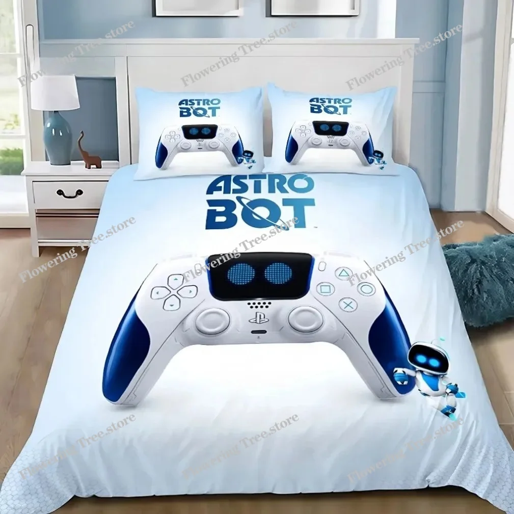 Fashion A-Astrobot Bedding Set for Boys Girls,Game A-Astro bot Duvet Cover Pillowcase Children Gift Single Double Size 6