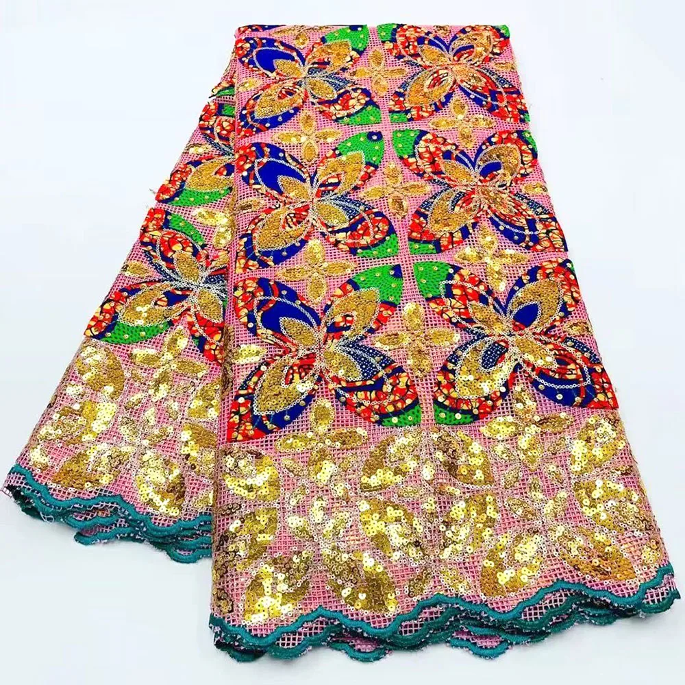 

Ankara Sequence Nigerian Sequins Net Lace 2023 High Quality African Tulle Mesh Wedding Fabric For Women Dress