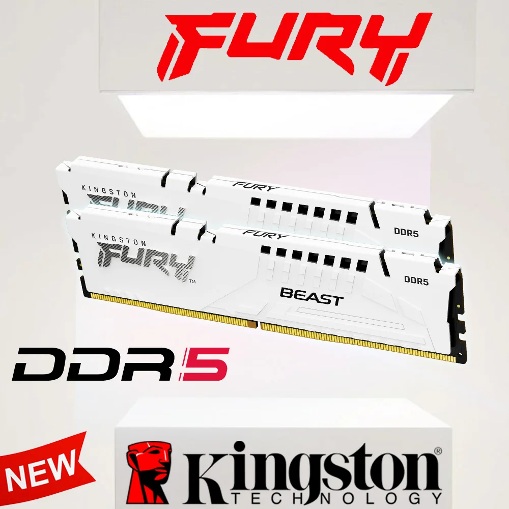 

Kingston Memory FURY Beast DDR5 RAM 5600MT/s 6000MT/s C36 16GB 32GB 64GB White Color Dekstop Gaming DDR5 RAM XMP3.0 PNP 288-Pin