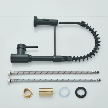 Matte Black Kitchen Sink Faucet One Handle Spring Hot and Cold Water Tap Deck Mounted Bathroom Chrome Kitchen Crane 6