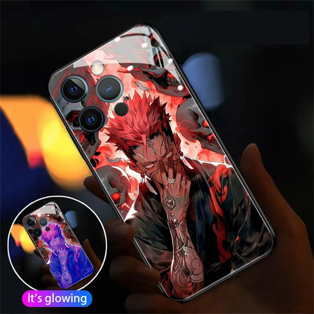 Popular Japanese Anime Pattern Smart Voice Controlled LED Light Phone Case For iPhone 15 14 13 12 11 Pro Max XR XS Plus SE2020