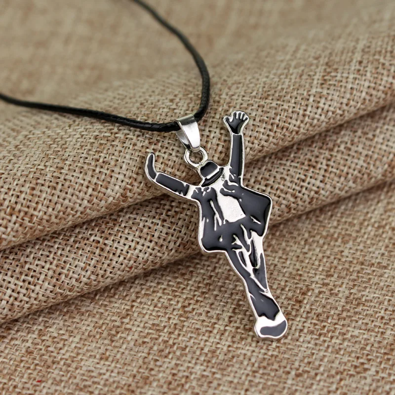Pop Star Singer MJ Necklace Dancing Michael Jackson Enamel Pendant Necklace For Fans Monumental Jewelry Accessories necklace pendant anime necklace game necklace